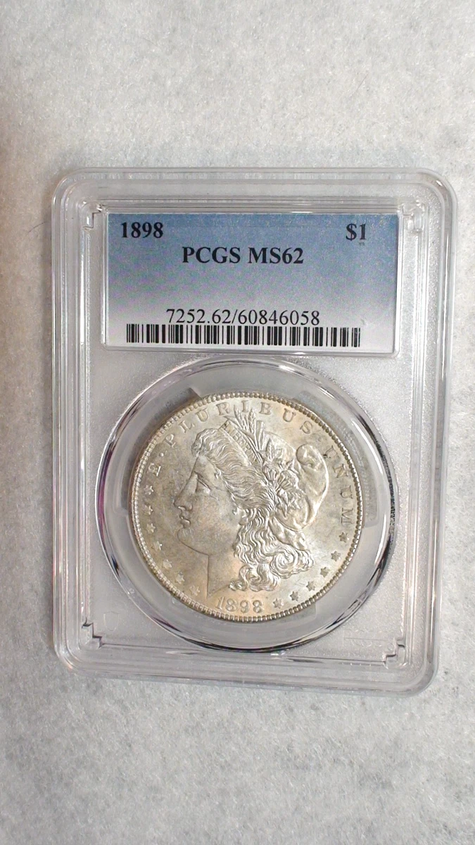 Silver MS 62 Graded 1898 Year Morgan US Dollars (1878-1921) for