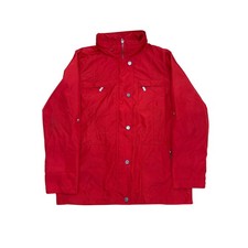 Jones New York Signature Red Utility Jacket Roll Tab Sleeve Houndstooth Lined S