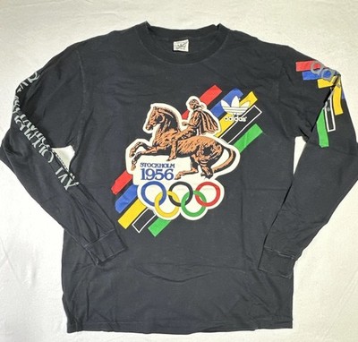 VTG 1980s 90s Adidas Stockholm Helsinki Olympics T Shirt USA Made STUNNER!