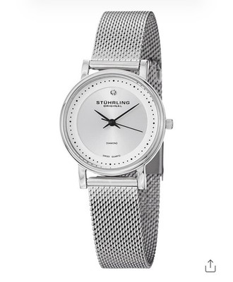 STUHRLING DIAMOND Women's Watch Swiss Quartz IUH-LM Stainless Steel Mesh Band