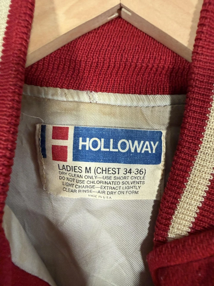 Vintage Holloway Jacket Womens Medium Varsity Letterman Chenille M Made USA 70s - Image 4 of 4