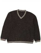 Belfe & Belfe Mens V-Neck Jumper Sweater Large Grey Flecked Wool AH06