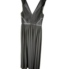 Vera Wang DRESS Smoke Gray Pleated Empire Waist Formal Gown