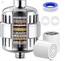 20-Stage Shower Head Filter with 2 Replaceable Filter Cartridges for Hard Water