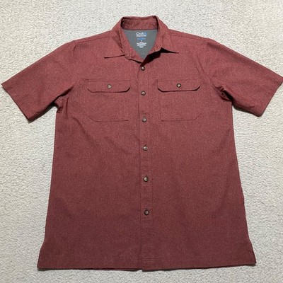 Croft & Barrow Mens Small Shirt Red Button-Front Quick Dry Vented Outdoor