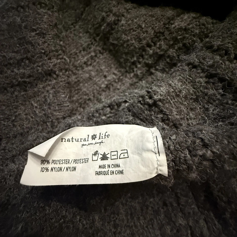 Cárdigan Natural Life So Soft Grandpa Gris Gran Tamaño Tejido con Cable Botones de Madera Pequeño Foto 3 de 4