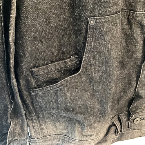 Vintage Erving Geoffroy Denim Jacket Mens XL Black Gray Striped Workwear Coat - Picture 2 of 7