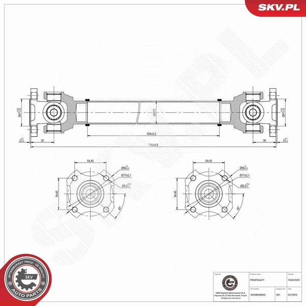 Antriebswelle Esen SKV 76SKV029 FüR BMW 7Er F01 F02 F03 F04 5Er F10 Touring F11-image