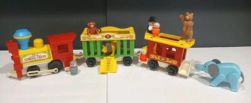 Vintage Fisher Price Play Family Circus Train 991 Little People Clown Animals C1