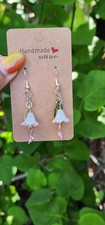 Handcrafted Flower Dangle Hook Earrings, Plas...