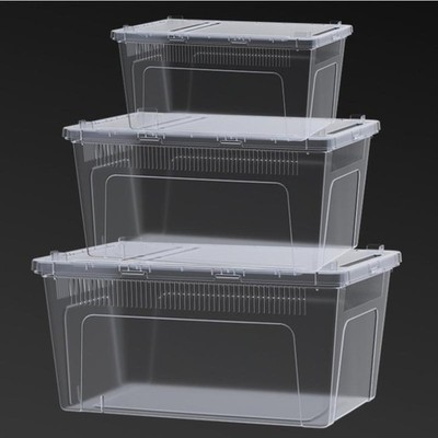 Clear Plastic Reptile Terrarium Ventilated Breeding Box For Lizards And Snakes