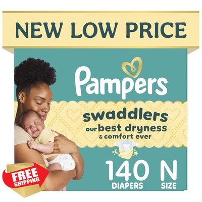 Pampers Swaddlers Diapers Newborn, 140 Count