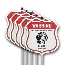 Warning This Property is Protected by Beagle Made in the Shield Sign With Stake