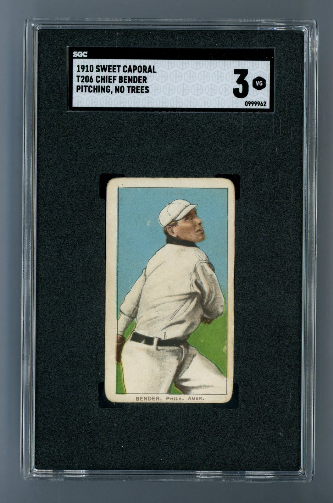 1909-1911 T206 White Border Chief Bender, NO TREES (SC) SGC 3 VG #0999962