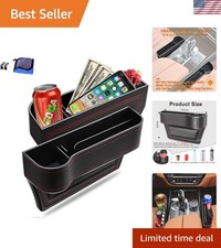 2 Pack Car Seat Gap Filler Organizer with Cup Holders - Stylish Auto Storage