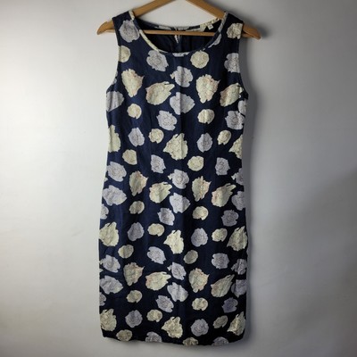 Adini Damen Gr. XS dunkelblau Blumenmuster Leinen Träger Kleid Sommer Urlaub