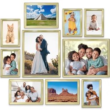 Combination Picture Frames Set - 10 PC  , Five 4x6, Three 5x7, Two 8x10 Gold