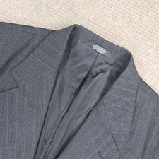 Haggar Mens 46R Charcoal Grey Pinstripe Black Label Two Button Blazer Jacket