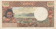 Tahiti  100  Francs  ND. 1971  P 24a  Series  M. 2  Circulated Banknote G 37