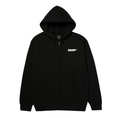 HUF ALL CAPS ZIP HOODIE BLACK
