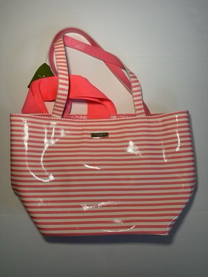 Kate Spade New York NWT Ocean Drive Stripe Hot Pink & White Tote Bag Retail $225