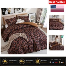 Microfiber Leopard Print Comforter Set - Full Size with 2 Breathable Pillowcases