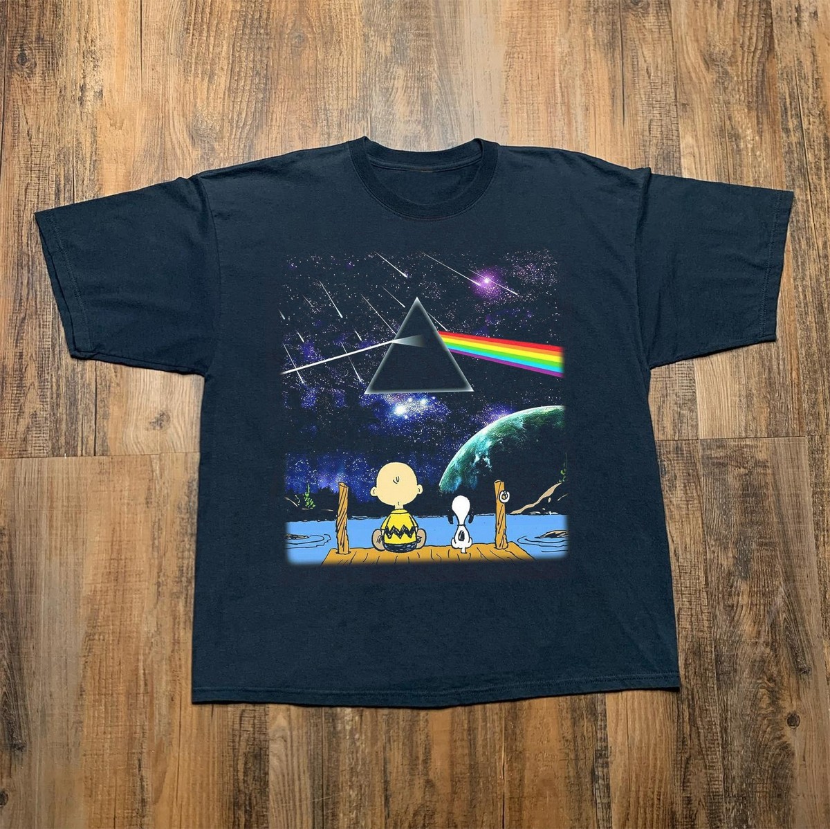 Pink Floyd The Dark Side Of The Moon Snoopy Black Unisex T-shirt