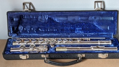 Vintage Gemeinhardt Elkhart Querflöte 2ESP Silver Plate mit schwarzem Etui 