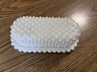Fenton Hobnail Milk Glass Covered Butter Dish With Scalloped Edge Vintage *READ*