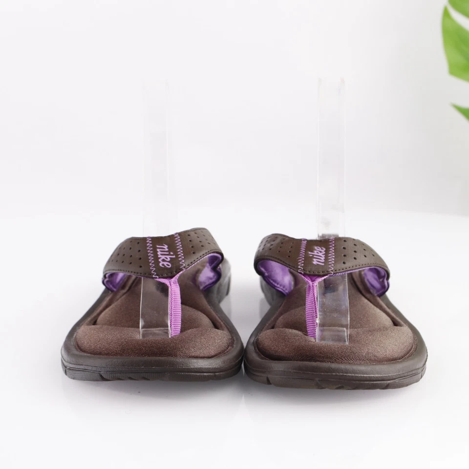 Nike женщин комфорт стельки сандалии размер 9 коричневый фиолетовый стринги шлепанцы обуви - Изображение 2 из 4