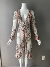 Vintage Y2k Valentino Roma Silk Ruffle Plunge Dress