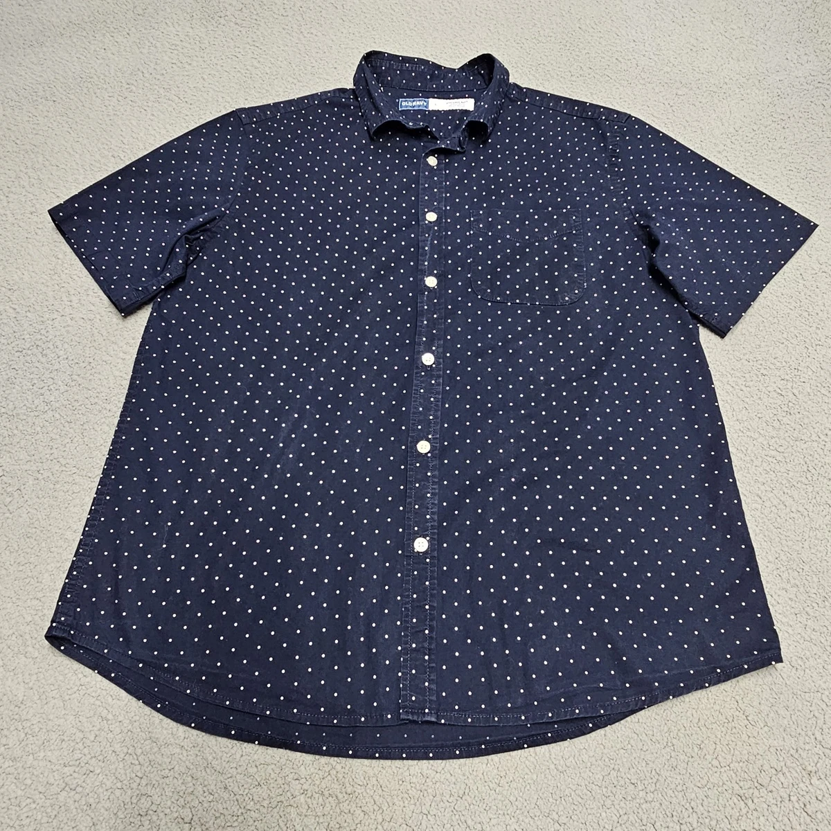 Polka Dot Short Sleeve Button-Up Casual Button-Down Shirts for Men