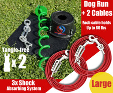 Tangle-free Dog Tie Out Stake with Two Cables - Heavy Duty Large Dogs Up to 60lb
