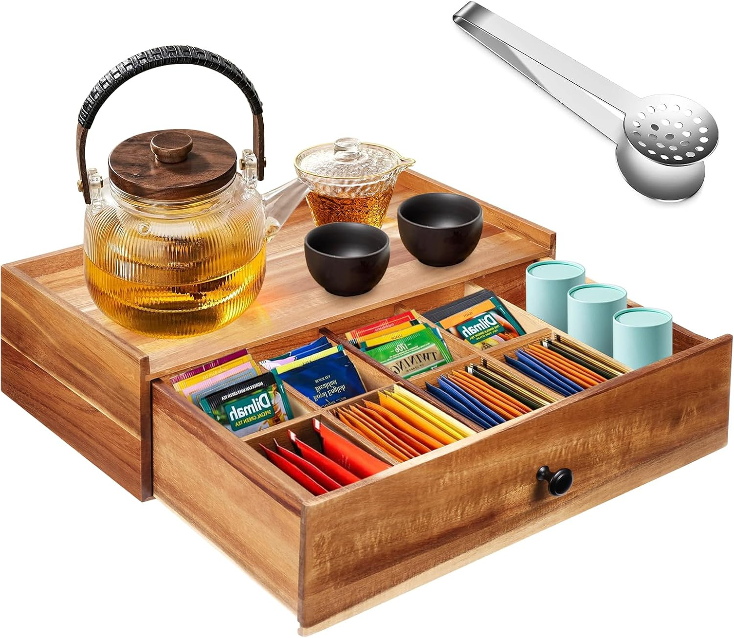 Bag Organizer With Tea Bag Squeezer, Tea Box Organizer Storage B