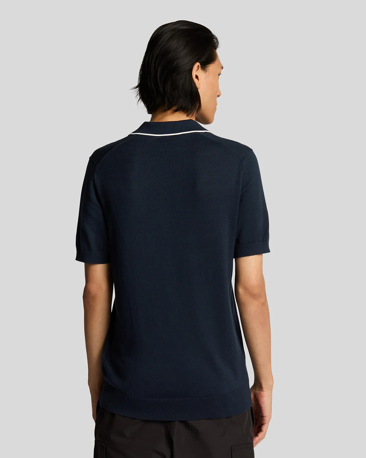 Lyle & Scott Tipped Knitted Open Collar Polo Shirt Dark Navy image 2