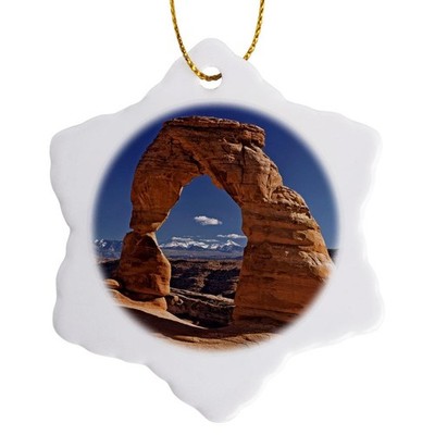 3dRose Utah Delicate Arch Arches National Park 3'' Porcelain Snowflake Ornament