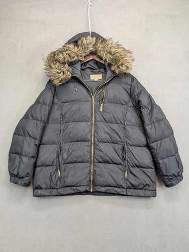 Giubbotto invernale piumino Michael Kors nero pelliccia sintetica taglia 1x donna puffer