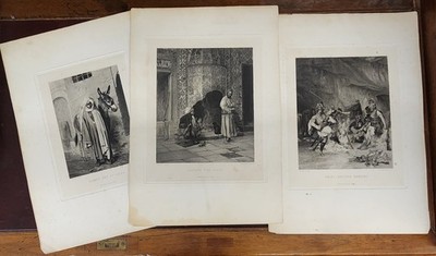 3 Pc Antique 1850s J.L. Gerome Photogravure Prints - Goupil & Cie/Samuel L. Hall