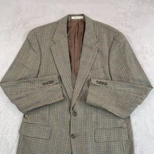 Vintage Polo Ralph Lauren Blazer Sports Coat Men 44 Brown Houndstooth Silk Wool