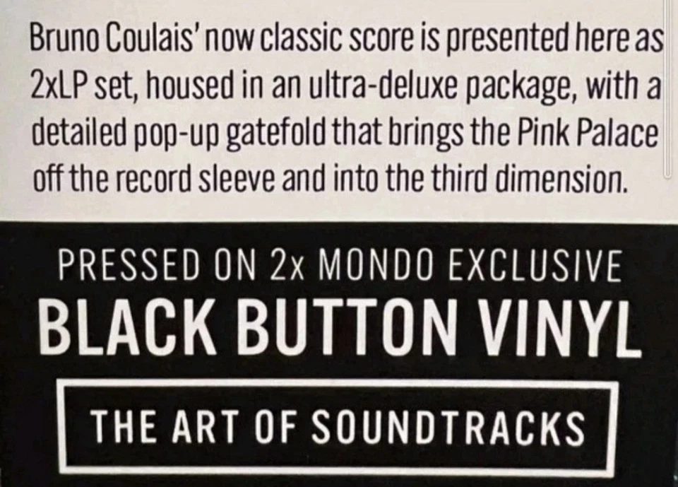 Sealed Coraline Soundtrack 15th Anniversary Mondo Black Button Disc Vinyl New - Image 2 of 2