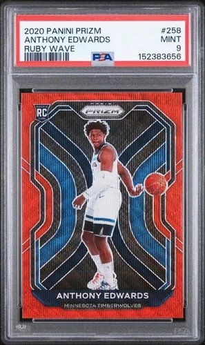 ANTHONY EDWARDS 2020-21 Panini Prizm Rookie #258 RUBY WAVE Prizm PSA 9 Mint