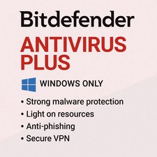 Bitdefender Antivirus Plus 3 Year For 5 WINDOWS PC  Daily VPN