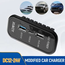 RV USB Outlet Dual USB A Type C Ports Charging Socket Panel for 12V 24V Car Boat