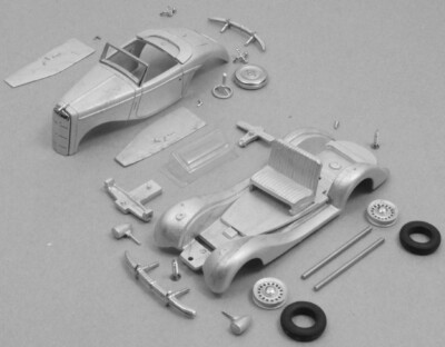 1938 Opel Super 6 Cabriolet ''Gläser'' unlackiert 1/43 Zinnlegierung Bausatz