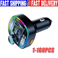 Bluetooth 5.0 Car Wireless FM Transmitter Adapter USB PD Charger AUX Hands LOT