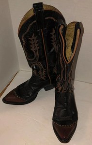 Tony Lama Black Cuero Hombre Mujer 5.5 Sz 7 botas de vaquero con Lagarto  extremos del ala | eBay