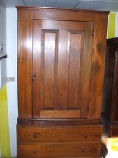 Antique Pine Two Part Step Back Cupboard Primitive Farm House Cabinet w/ Drawers