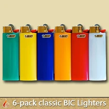 BIC Disposable Classic Lighter With Child Guard. Sold As A SIX Pack