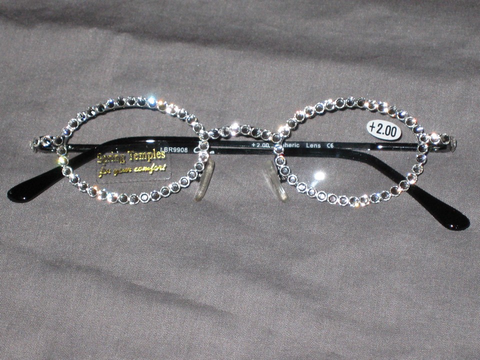 Made with Swarovski Crystal Jeweled Reading Glasses Bling +2.00 Frames