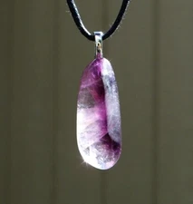 Purple Clear Fluorite Free Form Crystal Gemstone Pendant Necklace